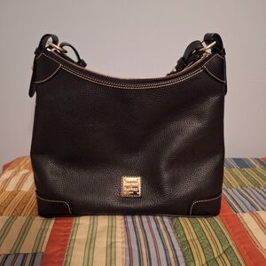 Dooney Bourke Black Pebble Grain Leather Shoulder W/ Dust Bag 21×13